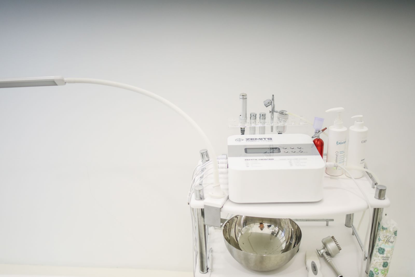 Aesthetic skin care device in a treatment room